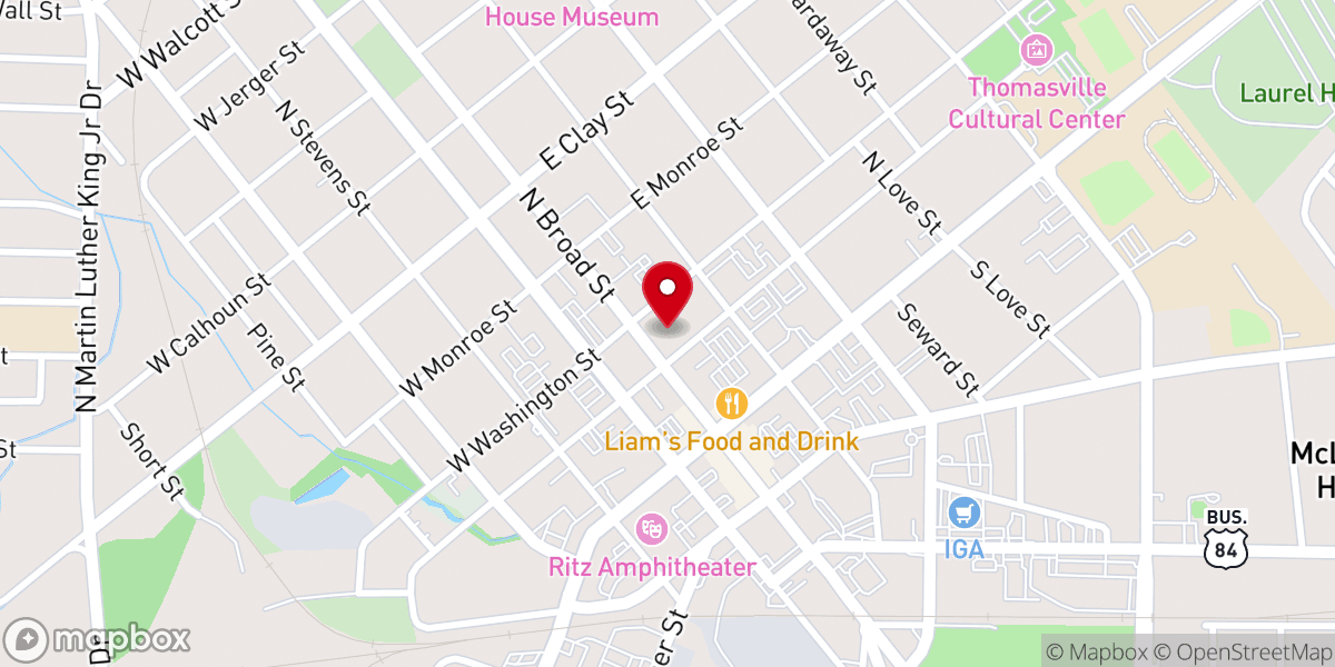 Map showing location of Thomasville First Baptist