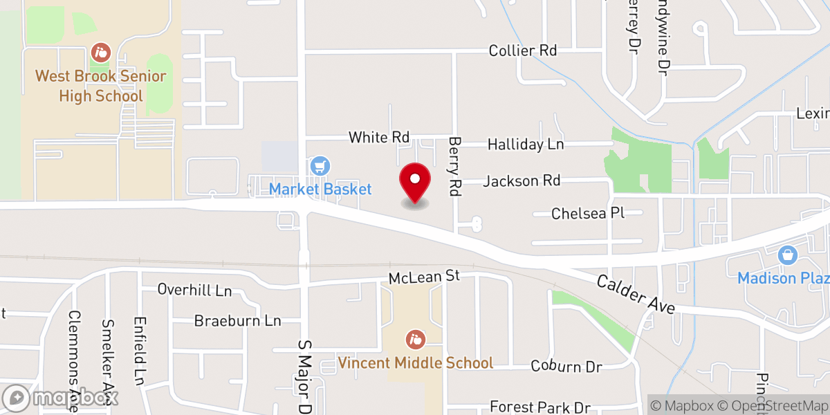 Map showing location of West End Baptist Church