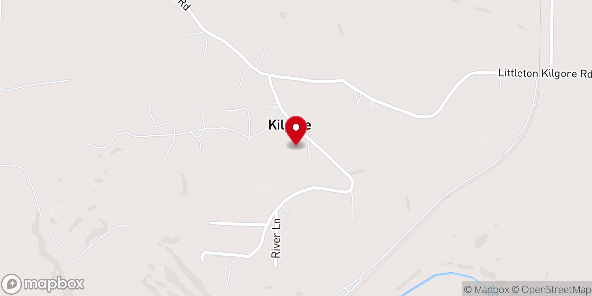 Map showing location of Kilgore Church