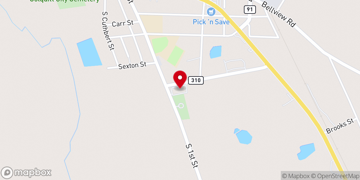 Map showing location of Colquitt Freewill Baptist Church