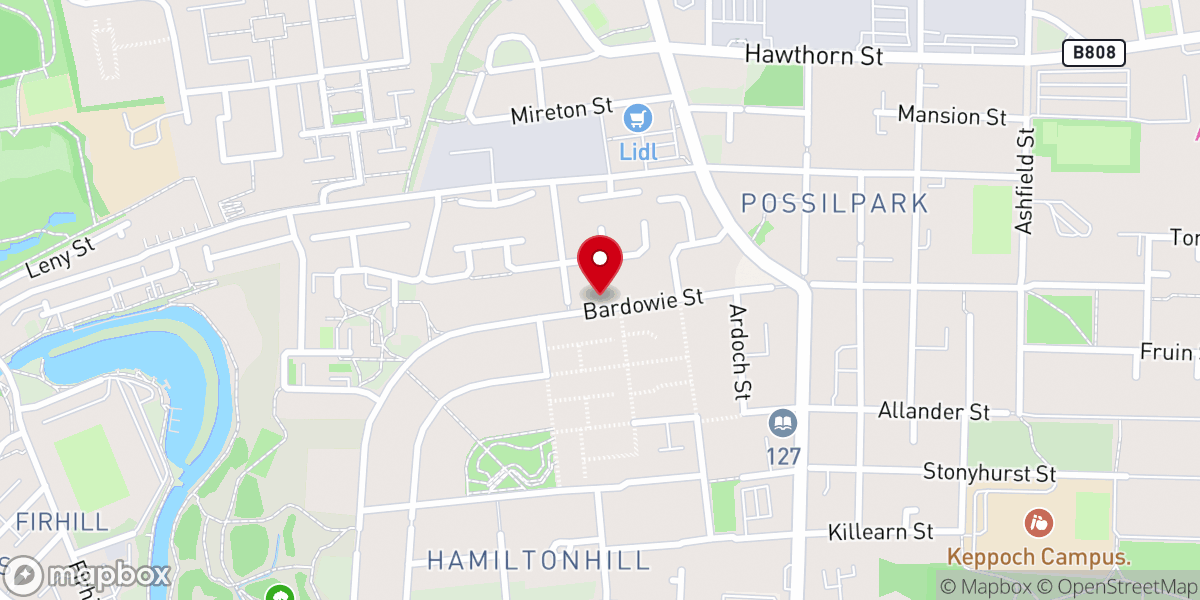 Map showing location of Victory Outreach Glasgow