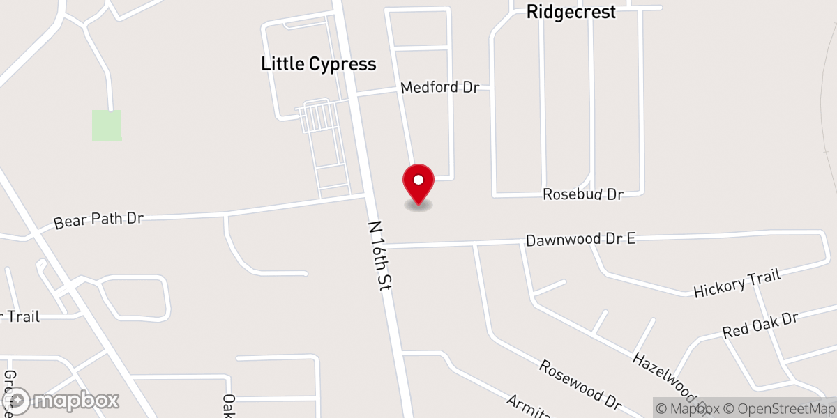 Map showing location of North Orange Pentecostal Church