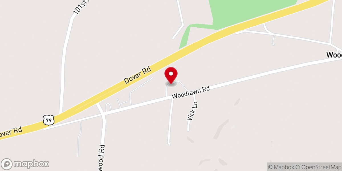 Map showing location of First Baptist Church of Woodlawn