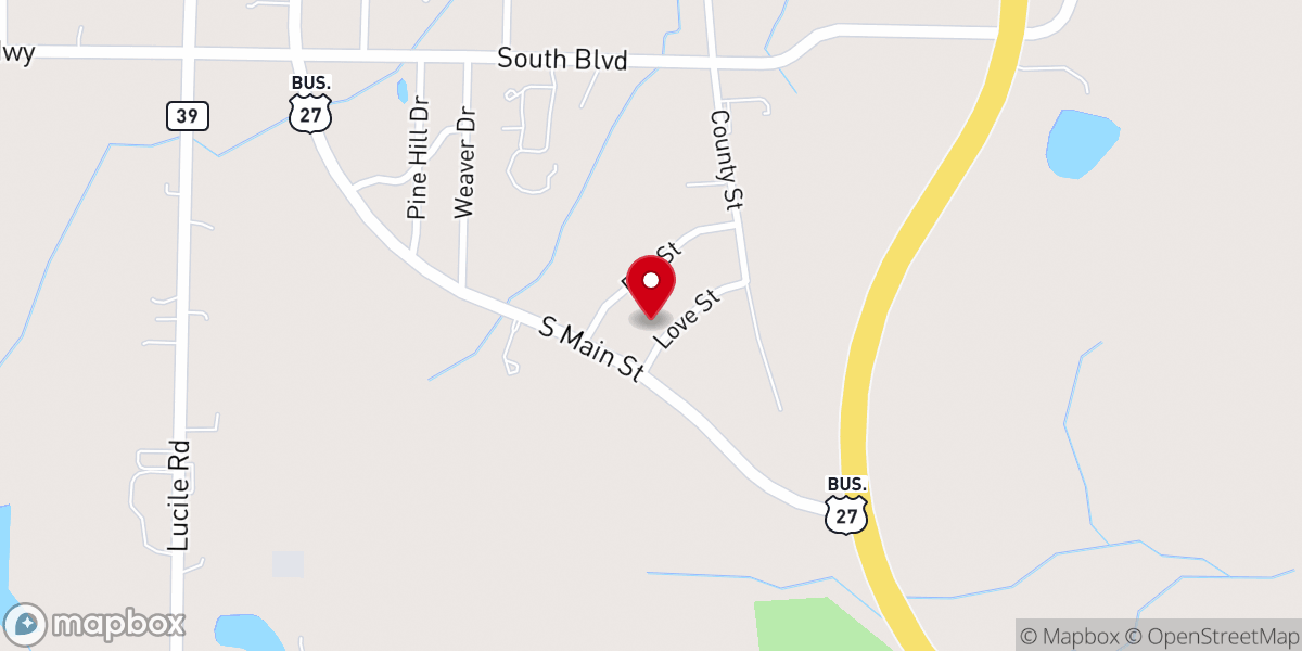 Map showing location of Harmony Baptist Church