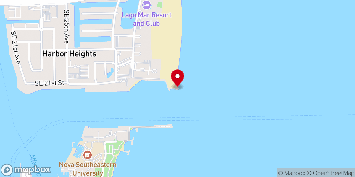 Map showing location of Fort Lauderdale Jetties