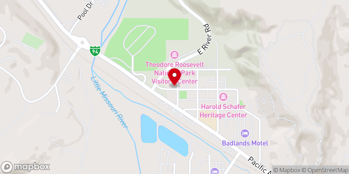 Map showing location of North Dakota Cowboy Hall of Fame