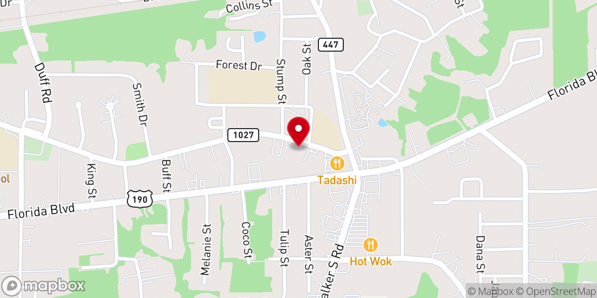 Map showing location of Livingston Parish Adult Education Center