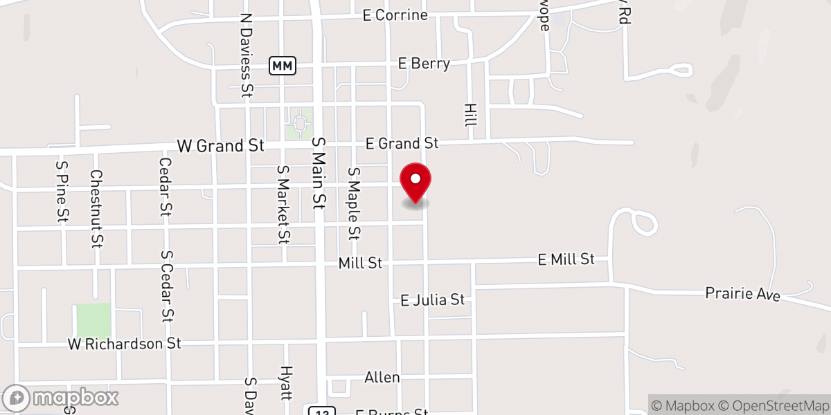 Map showing location of Assembly of God Church