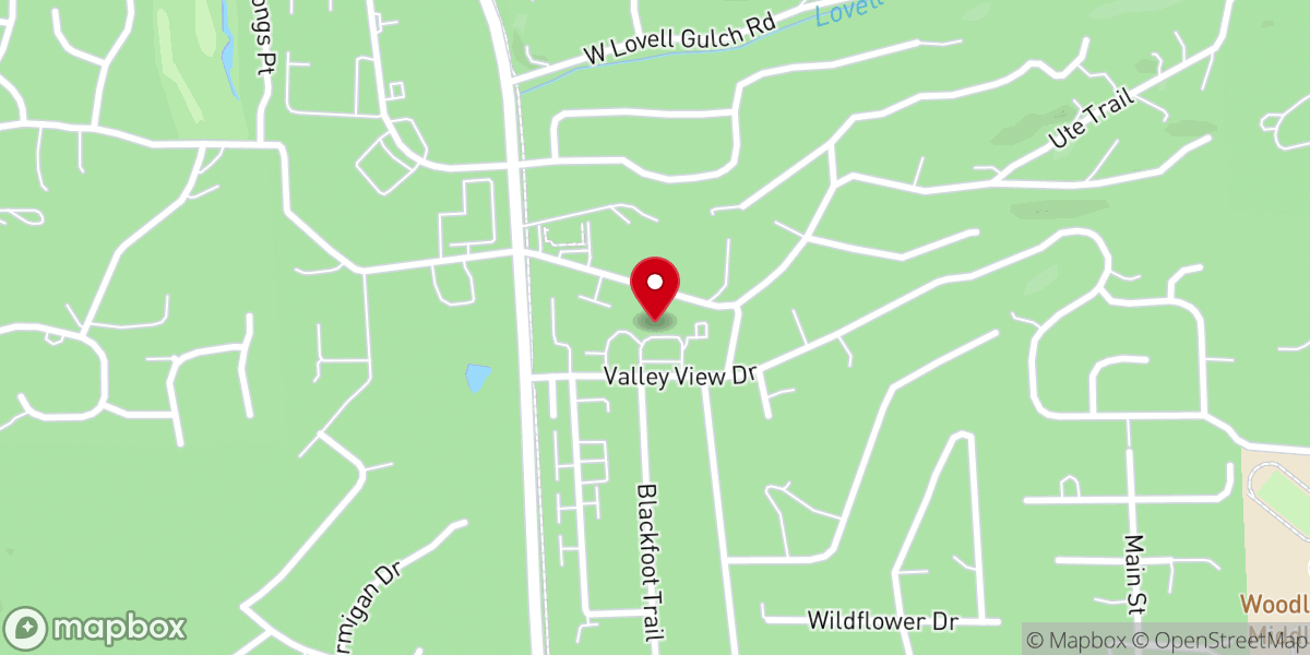 Map showing location of Ute Pass MOPS - Woodland Park Community Church
