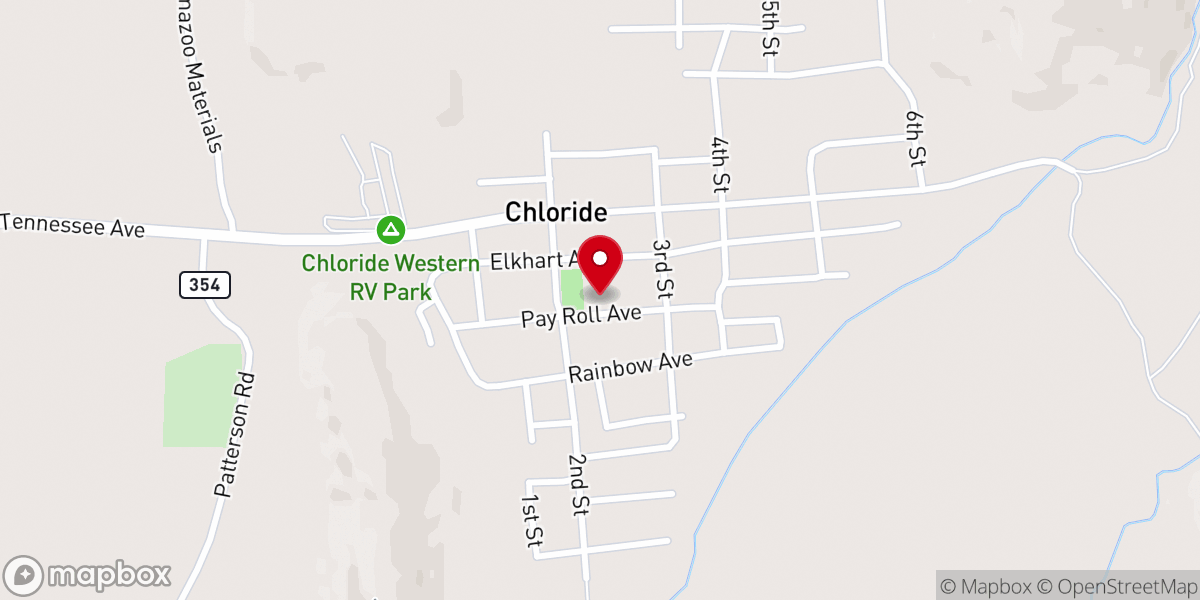 Map showing location of Chloride First Baptist Church