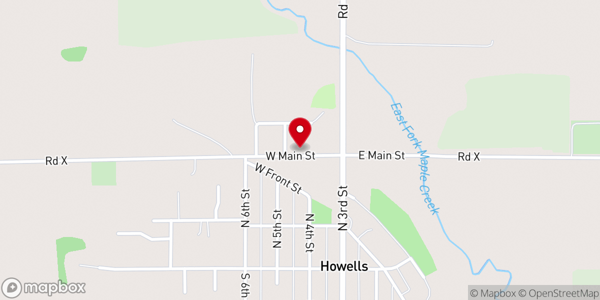 Map showing location of Howells Community Park