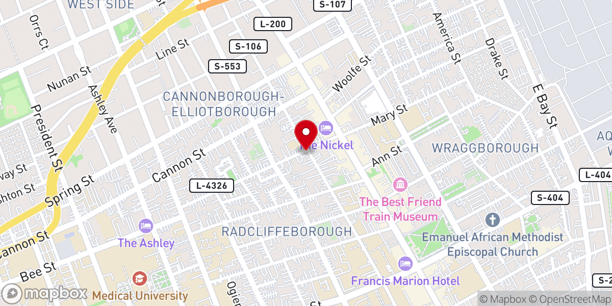 Map showing location of Morris Street Baptist Church
