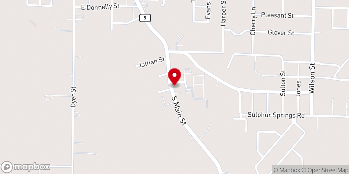 Map showing location of South Main Missionary Baptist Church