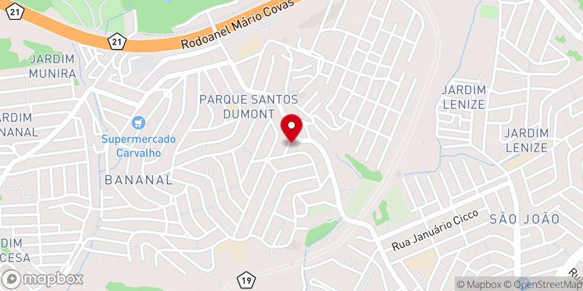 Map showing location of Paróquia Sagrado Coração de Jesus - Santos Dumont