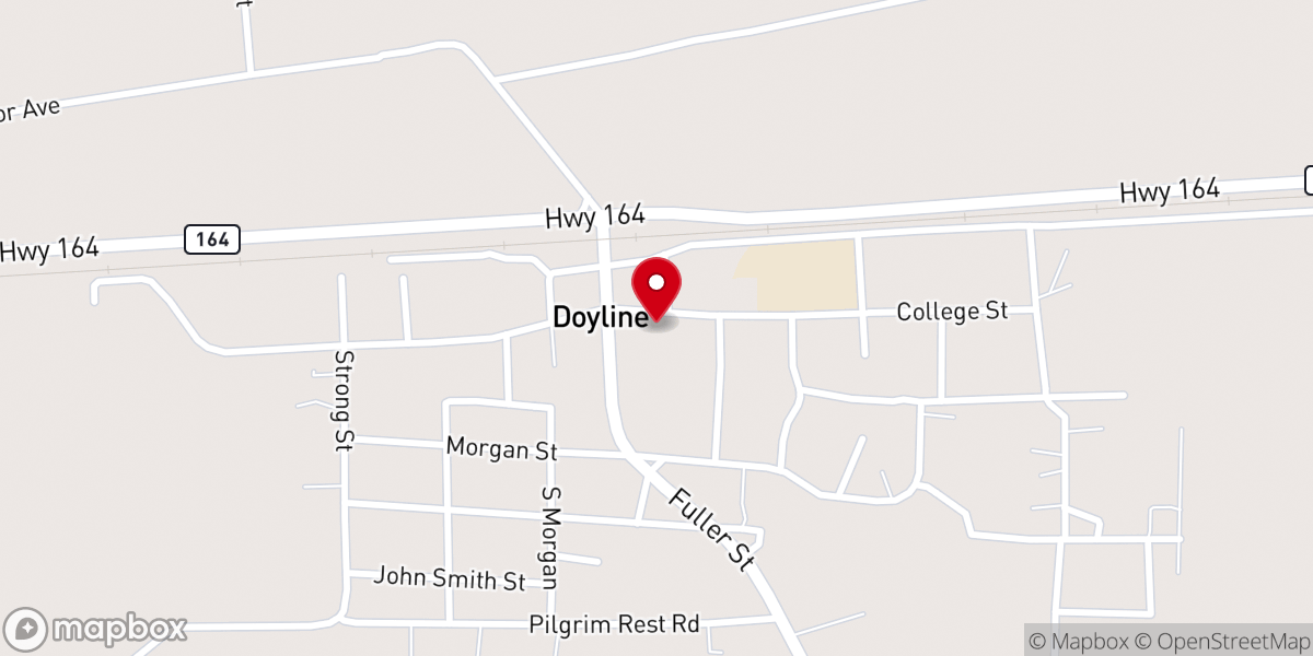 Map showing location of First Baptist Church of Doyline
