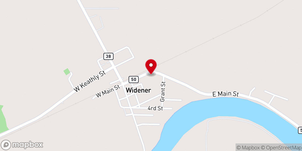 Map showing location of Widener Grove MB Church