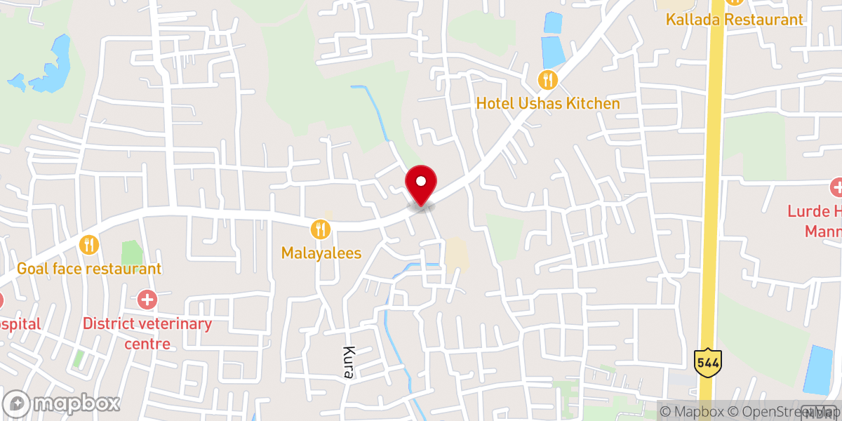 Map showing location of St. Joseph's Church, Ollukkara