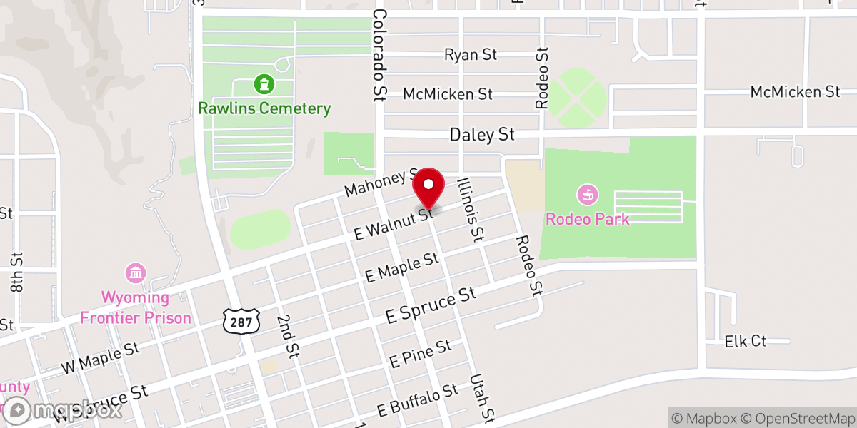 Map showing location of Rawlins Church of Christ