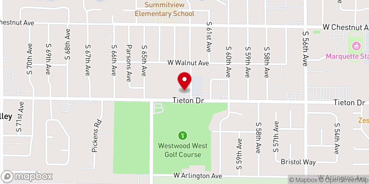 Map showing location of Yakima Bible Baptist Church