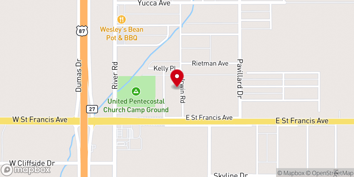 Map showing location of Irwin Road Baptist Church