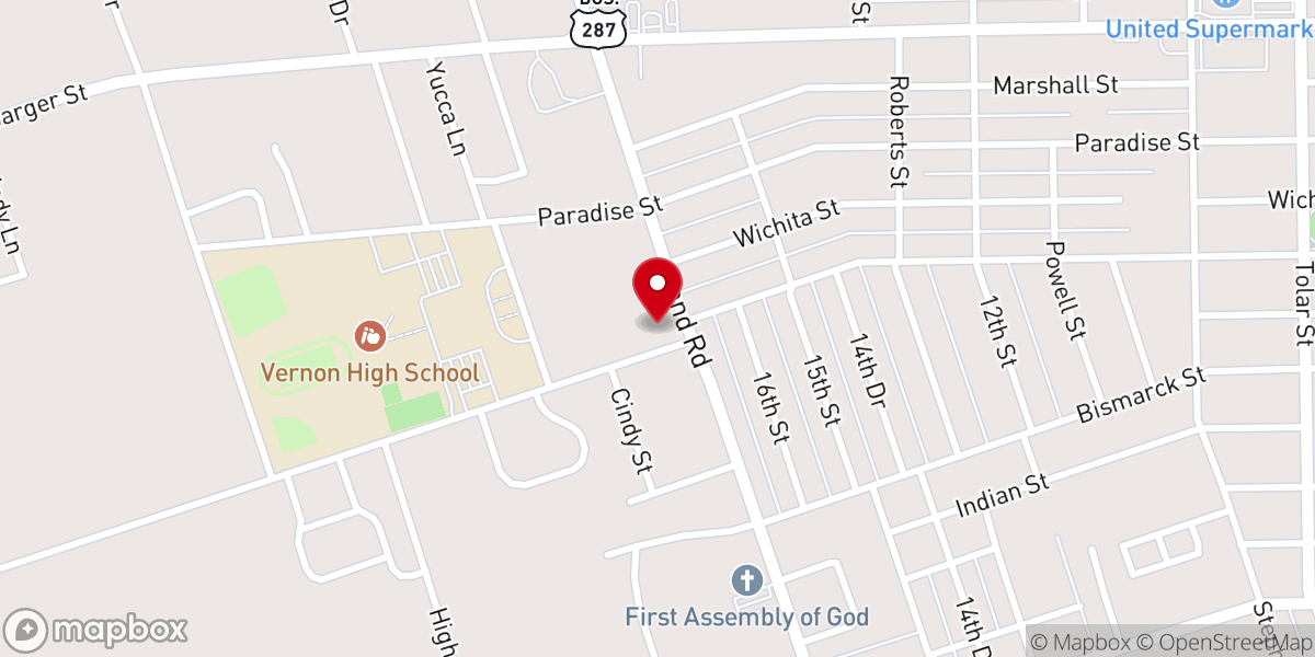 Map showing location of East to West Baptist Church