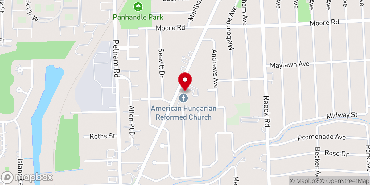 Map showing location of American Hungarian Reformed Church