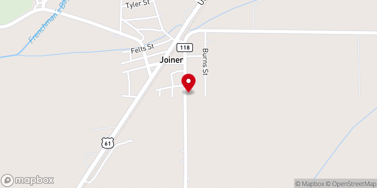 Map showing location of Joiner United Methodist Church