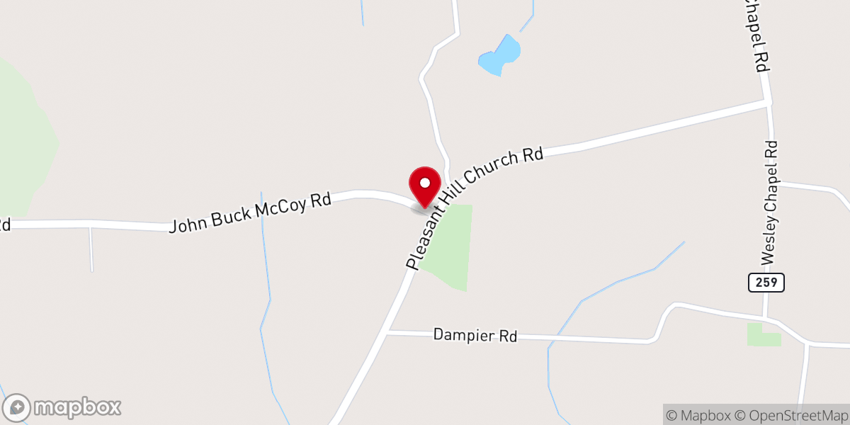 Map showing location of Pleasant Hill Baptist Church