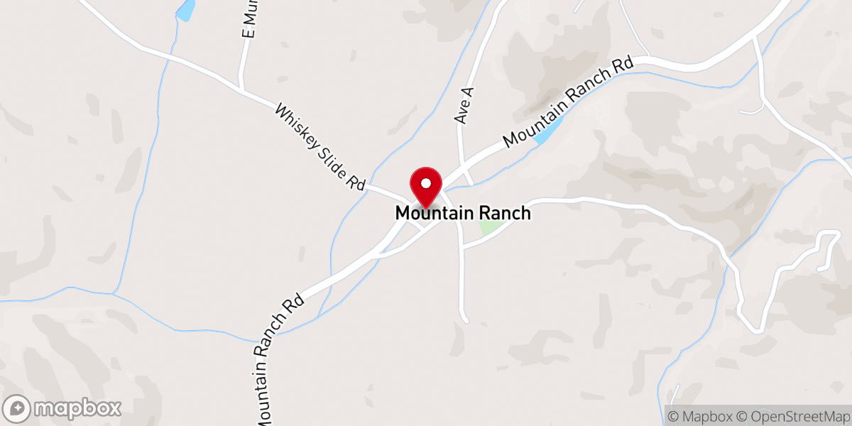 Map showing location of Mountain Ranch Lutheran Church