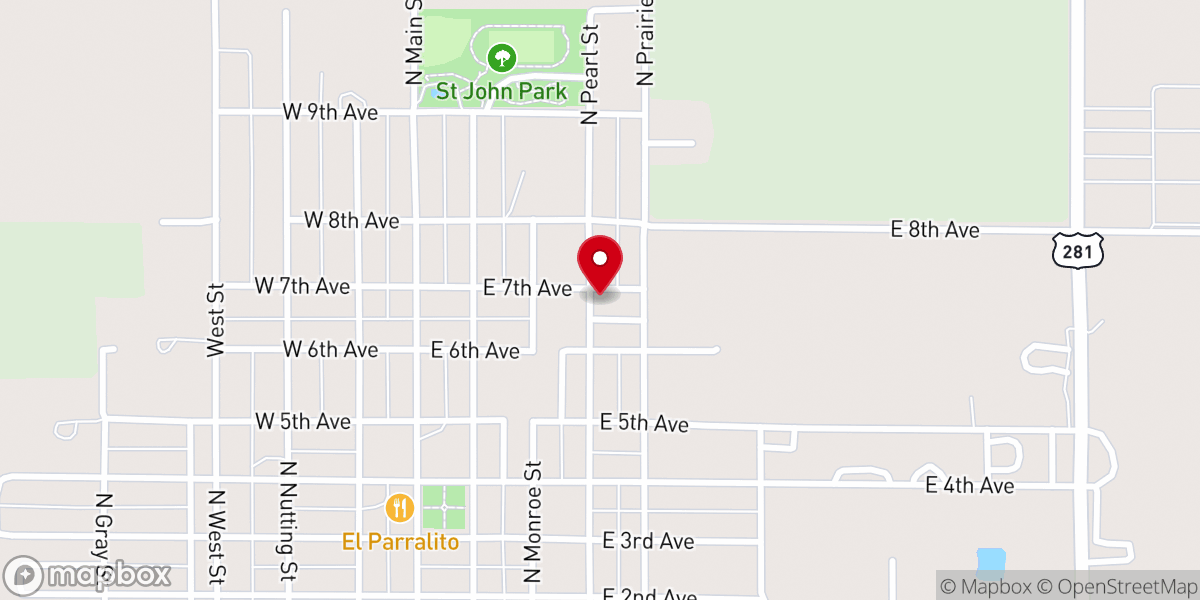 Map showing location of St. John Church of Christ
