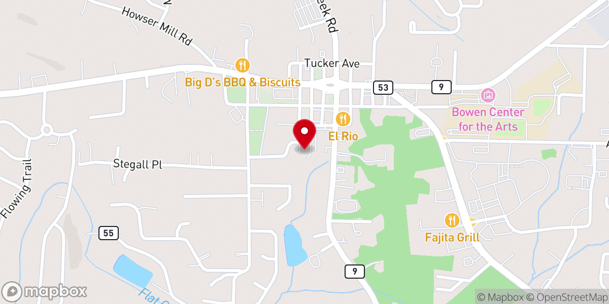 Map showing location of Dawsonville United Methodist Church