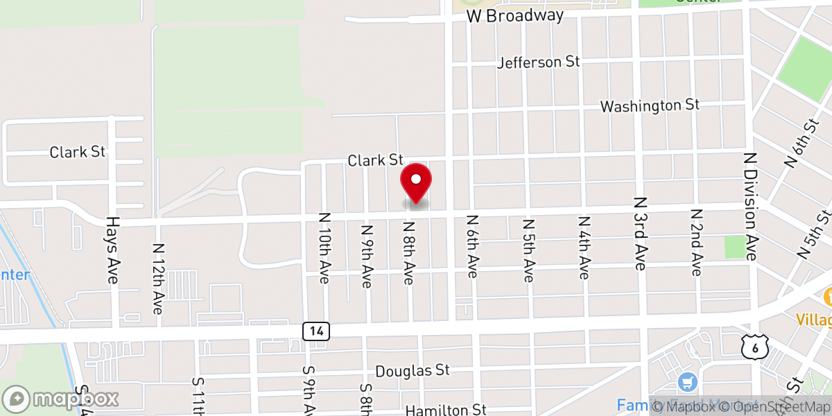 Map showing location of Calvary Baptist Church