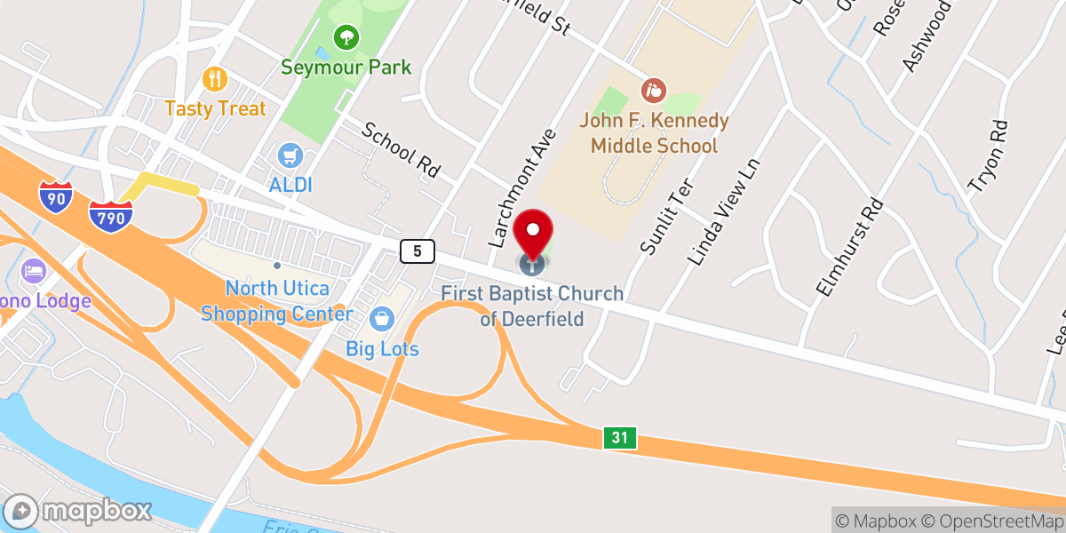 Map showing location of First Baptist Church