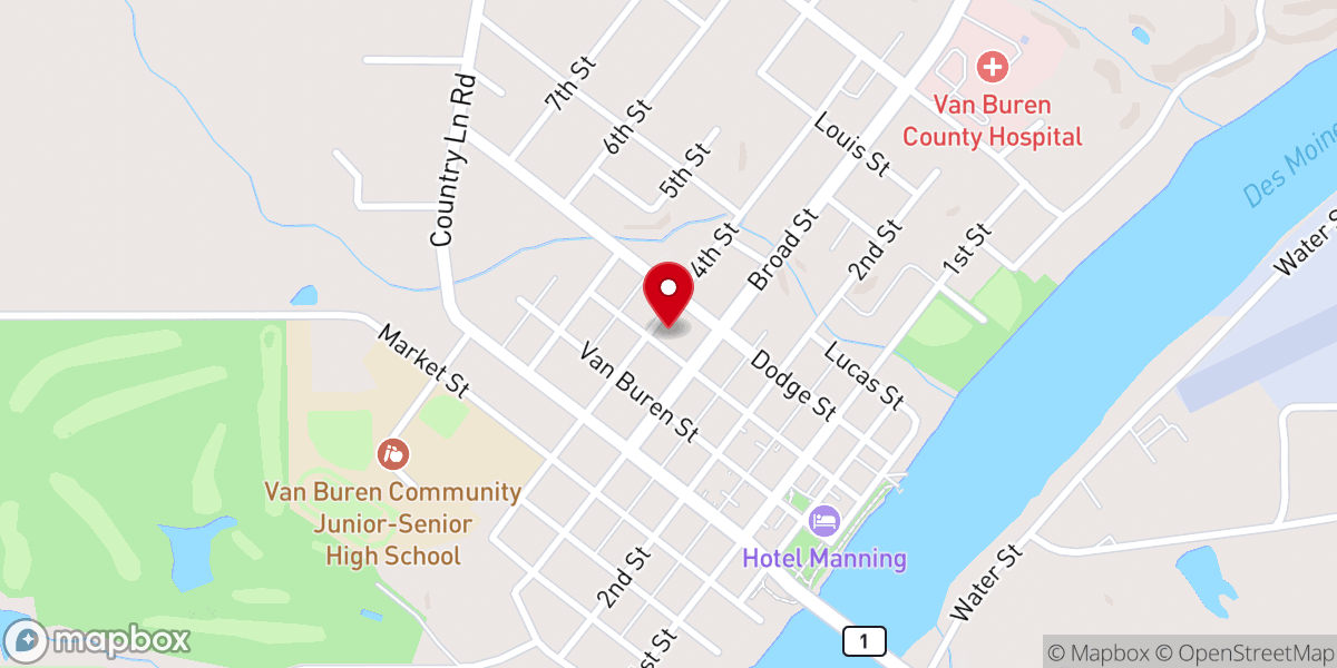 Map showing location of United Methodist Church
