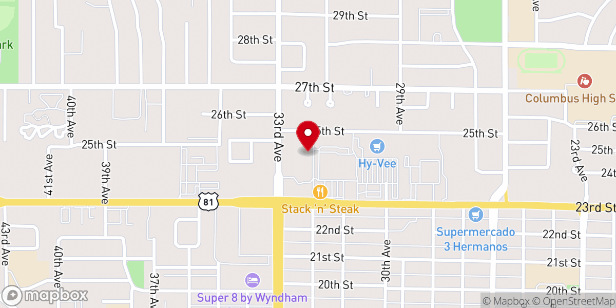 Map showing location of Iglesia De Jesucristo Palabra Miel Columbus, Nebraska