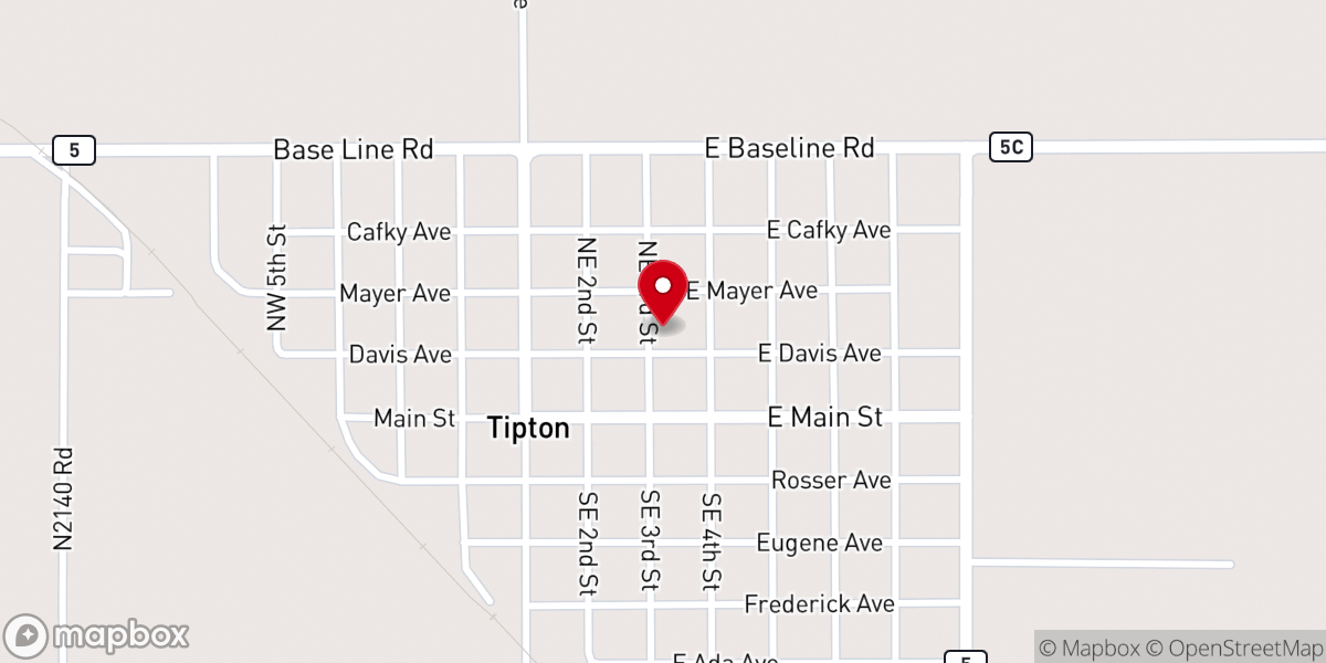 Map showing location of First Baptist Church