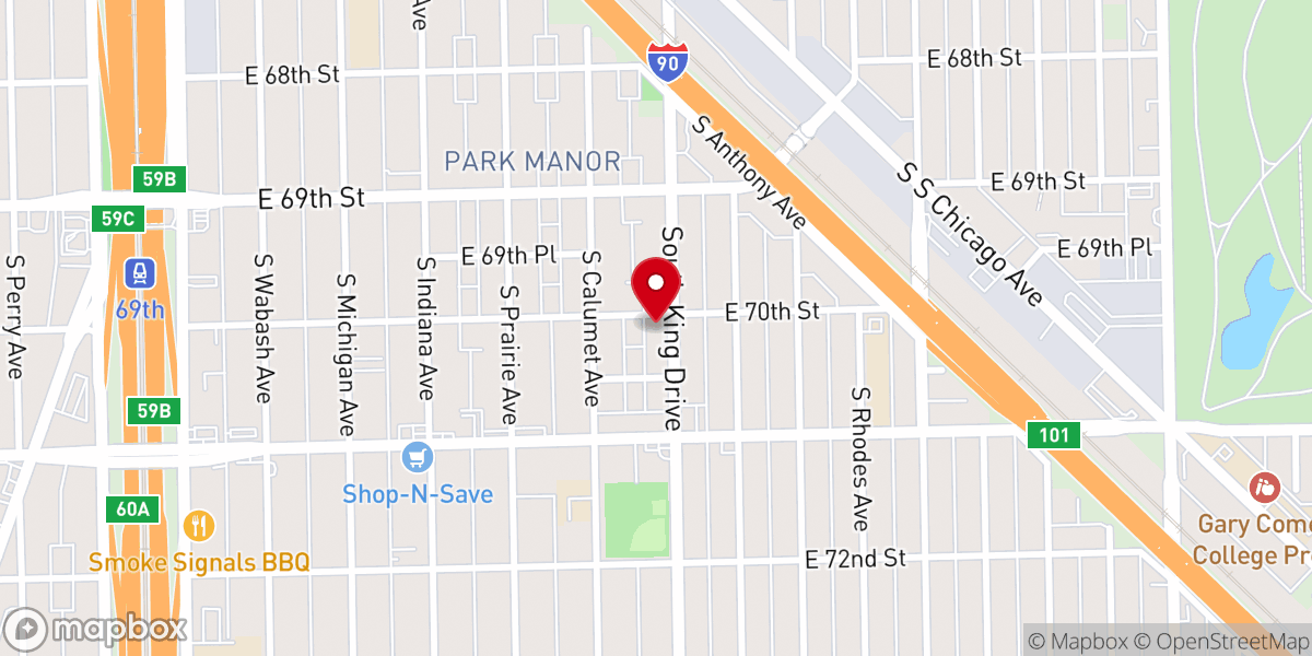 Map showing location of Park Manor Congregational Church