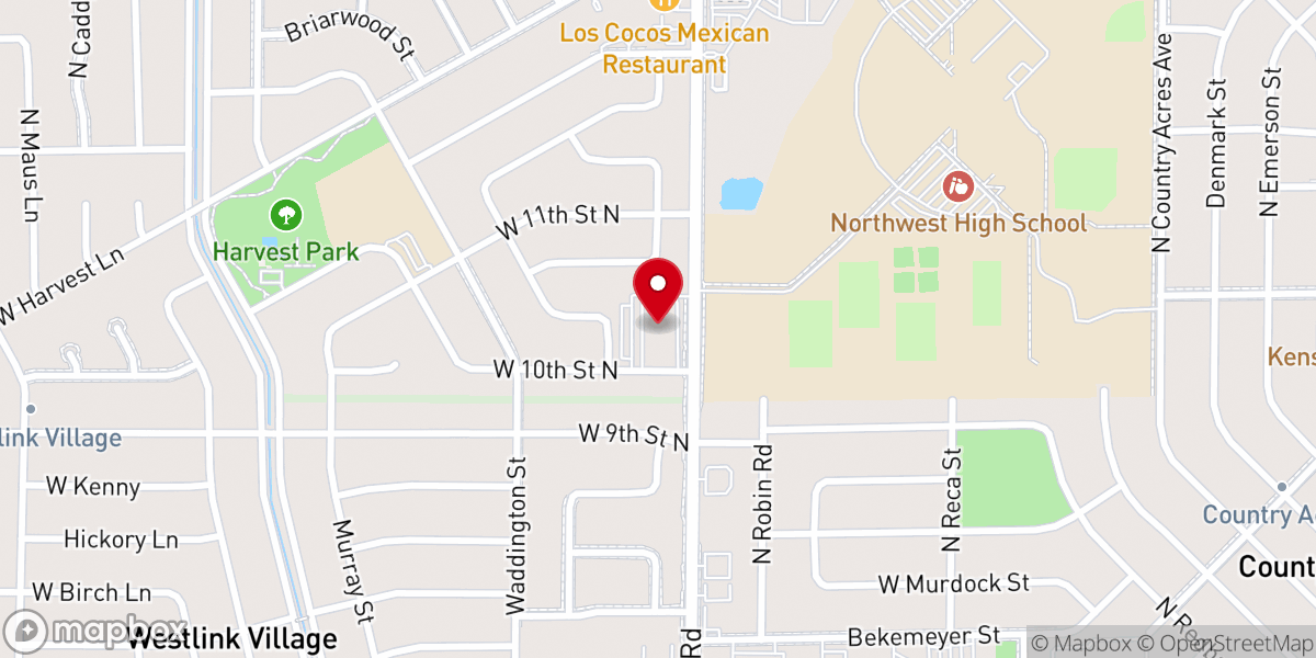 Map showing location of Country Acres Baptist Church
