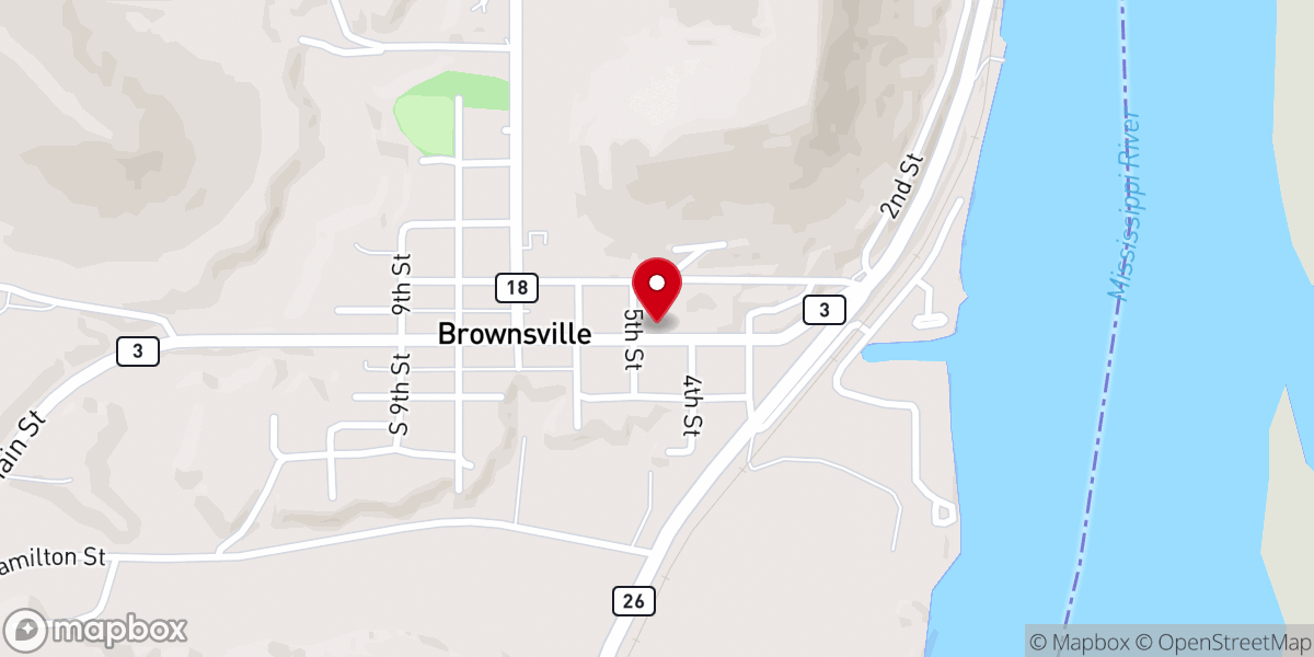 Map showing location of Church of the Holy Comforter (Brownsville, Minnesota)