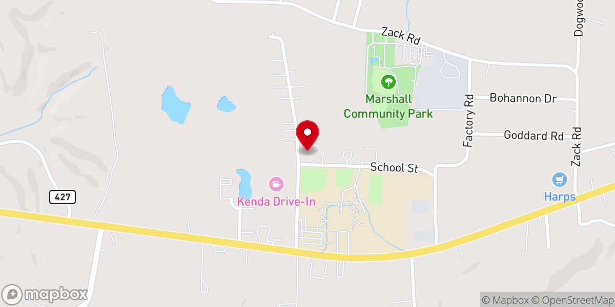Map showing location of Marshall Assembly of God Church