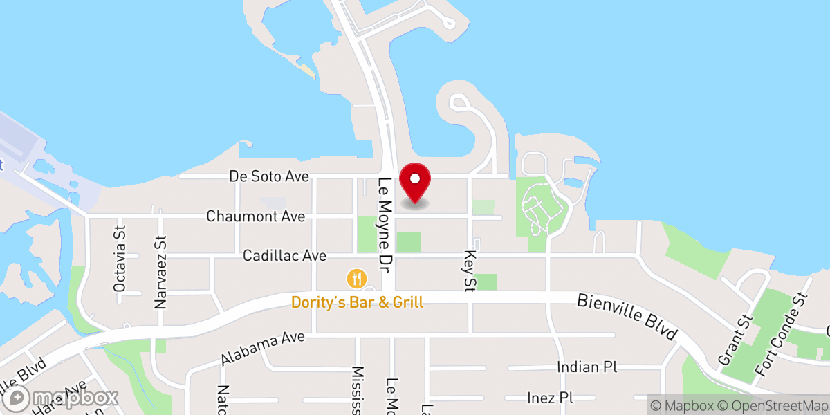 Map showing location of Dauphin Island Baptist Church
