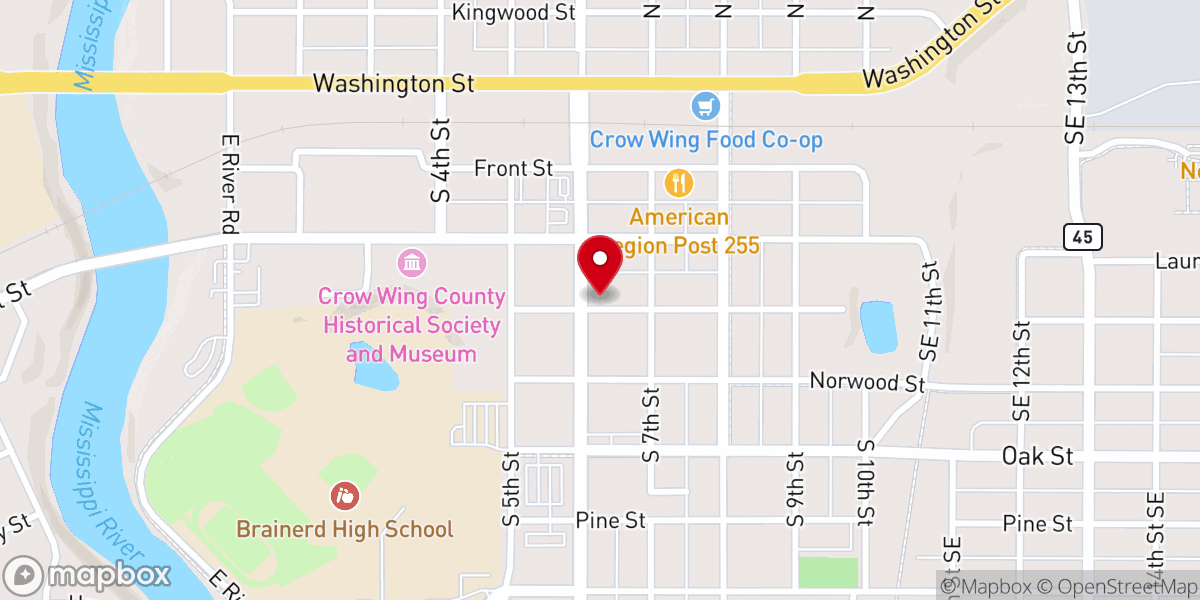 Map showing location of Brainerd Area Youth For Christ