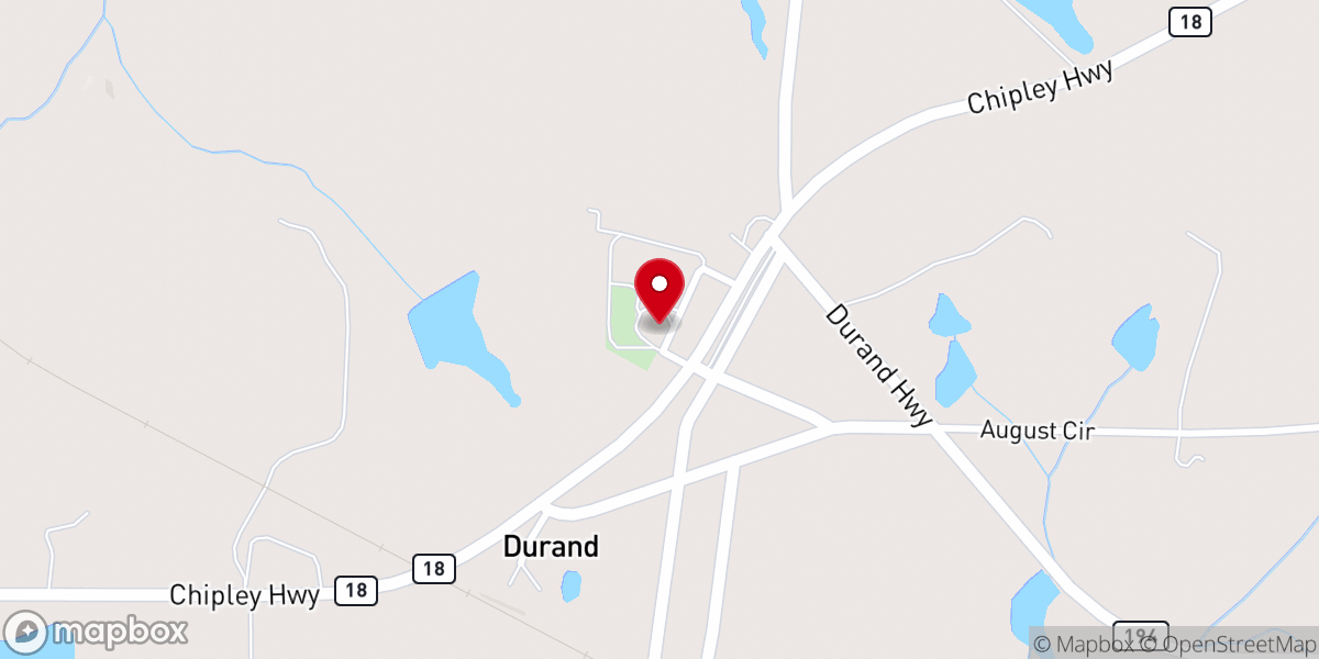 Map showing location of Durand Trinity Church
