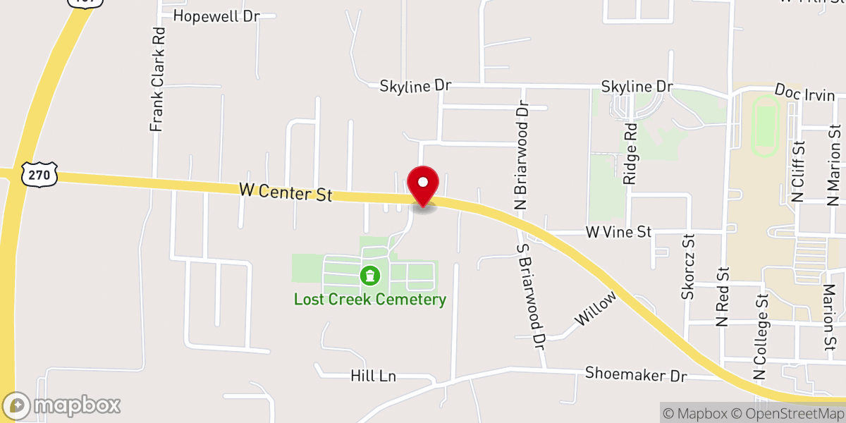 Map showing location of Lost Creek Missionary Baptist Church