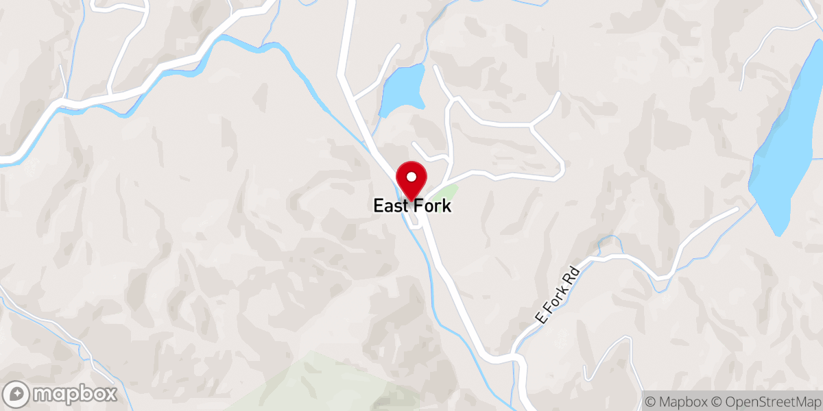 Map showing location of East Fork Baptist Church