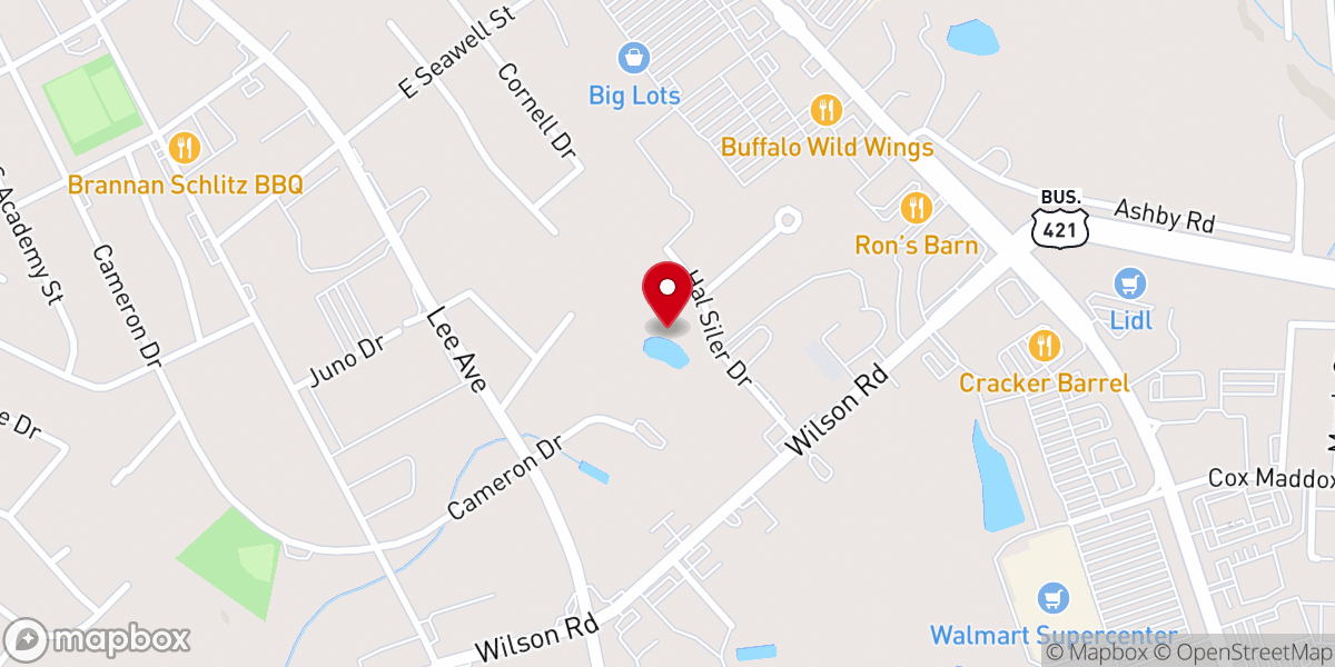 Map showing location of Iglesia Evangelica Apostoles Yprofetas Ef 2 20 De Sanford NC