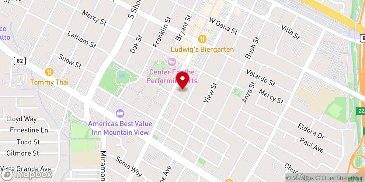 Map showing location of Parish Office, St. Joseph Parish, Mountain View
