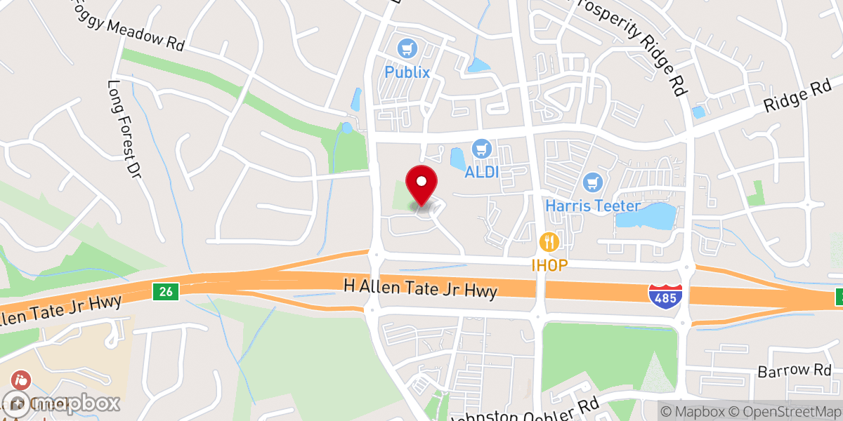 Map showing location of Prosperity Presbyterian Church