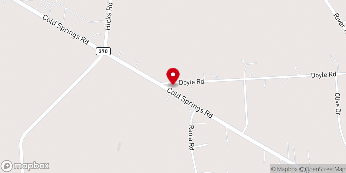 Map showing location of Cold Springs Church