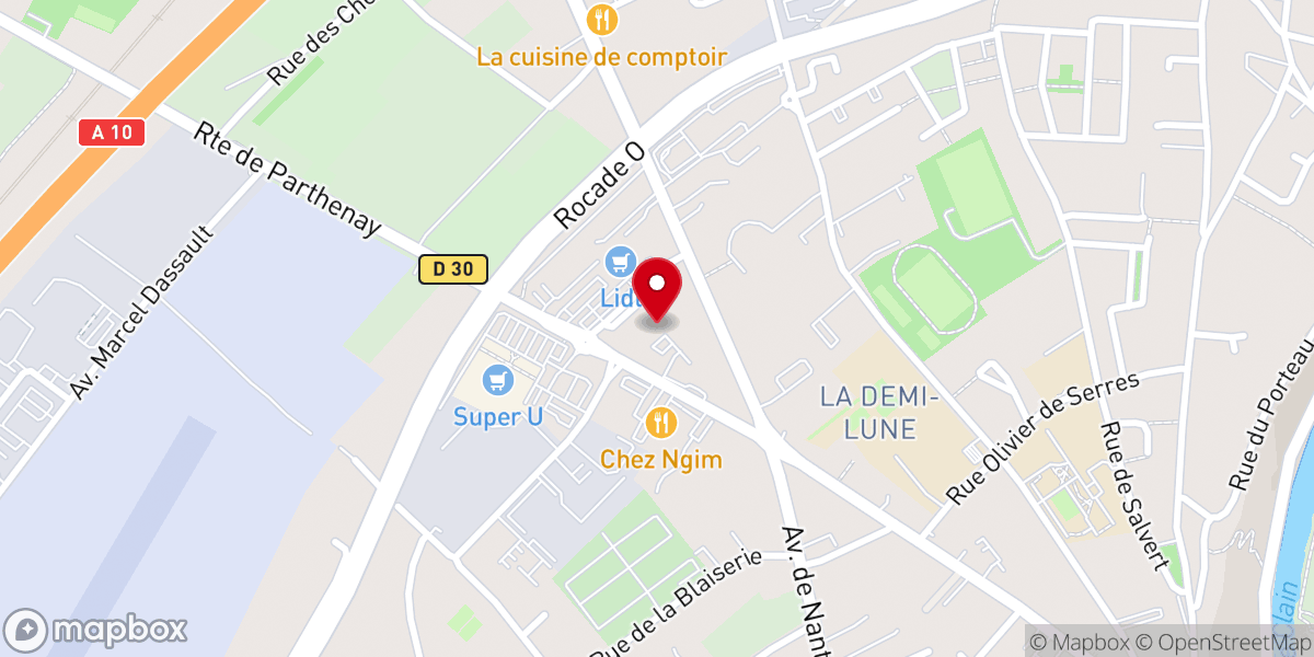 Map showing location of Impact Centre Chrétien Poitiers (ICC)